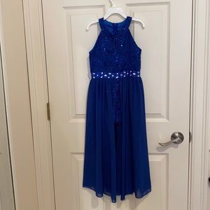 Girls size six blue dress